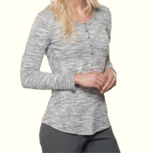 Kuhl Womens Svenna Grey Knit Henley Long Sleeve Top Size small
